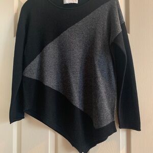 Ply Cashmere Gray/Black Angled Sweater sz PS